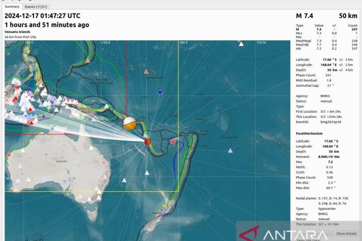 Tenang! Gempa M7,5 dan tsunami Vanuatu tidak berdampak ke Indonesia