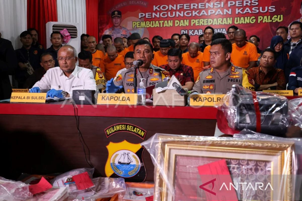 Kapolda Sulsel: 17 tersangka uang palsu terancam hukuman penjara seumur hidup