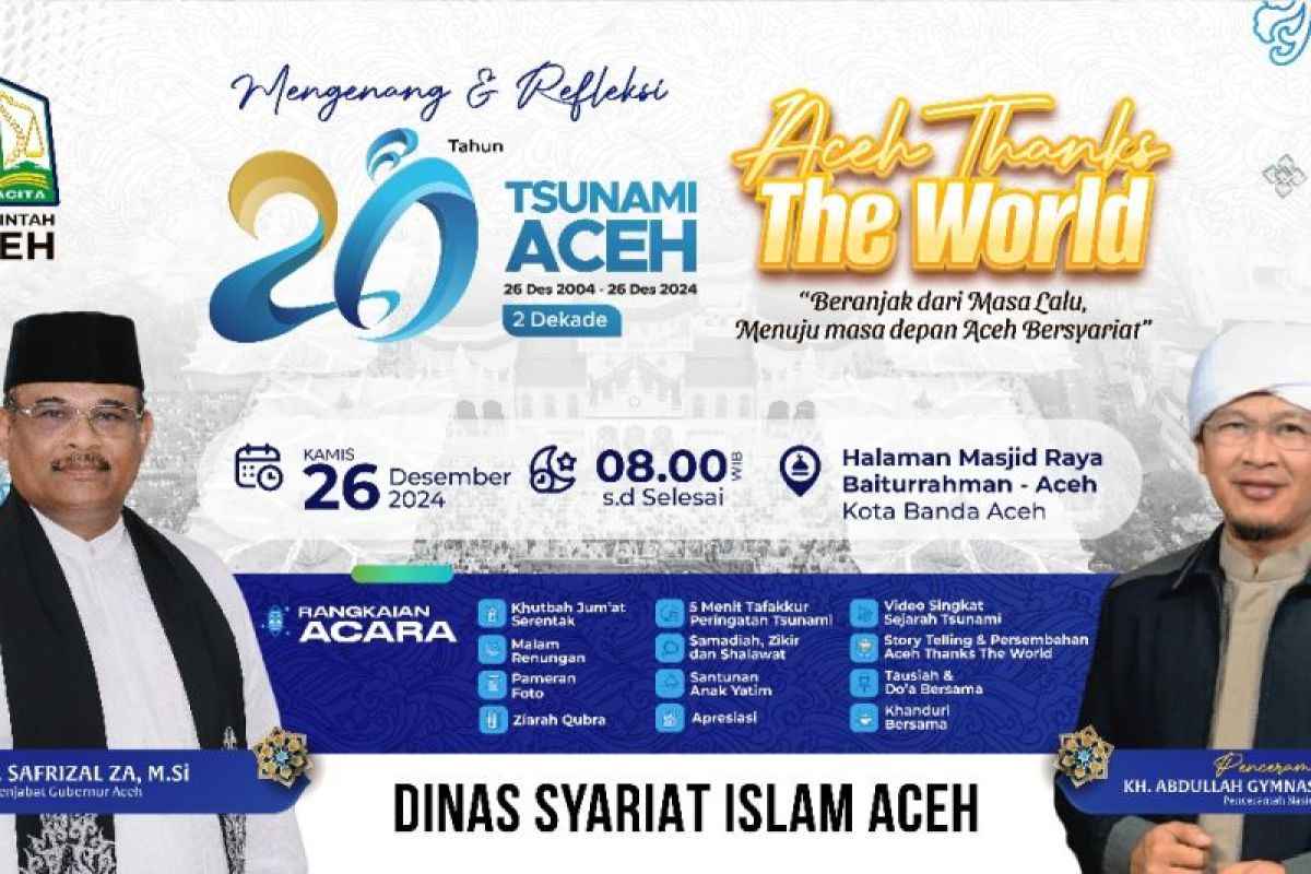 Warga diminta datang ke Masjid Raya untuk doa bersama 20 tahun tsunami Aceh