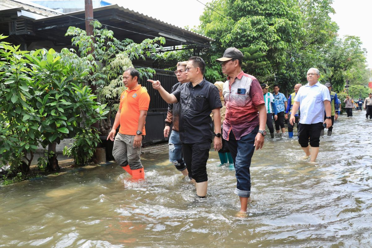 Pj Gubernur Jatim tinjau dua wilayah terendam banjir di Sidoarjo