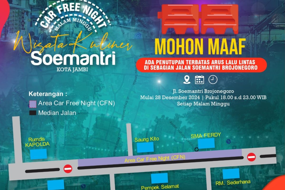 Kawasan Soemantri Brojonegoro akan jadi Car Free Night