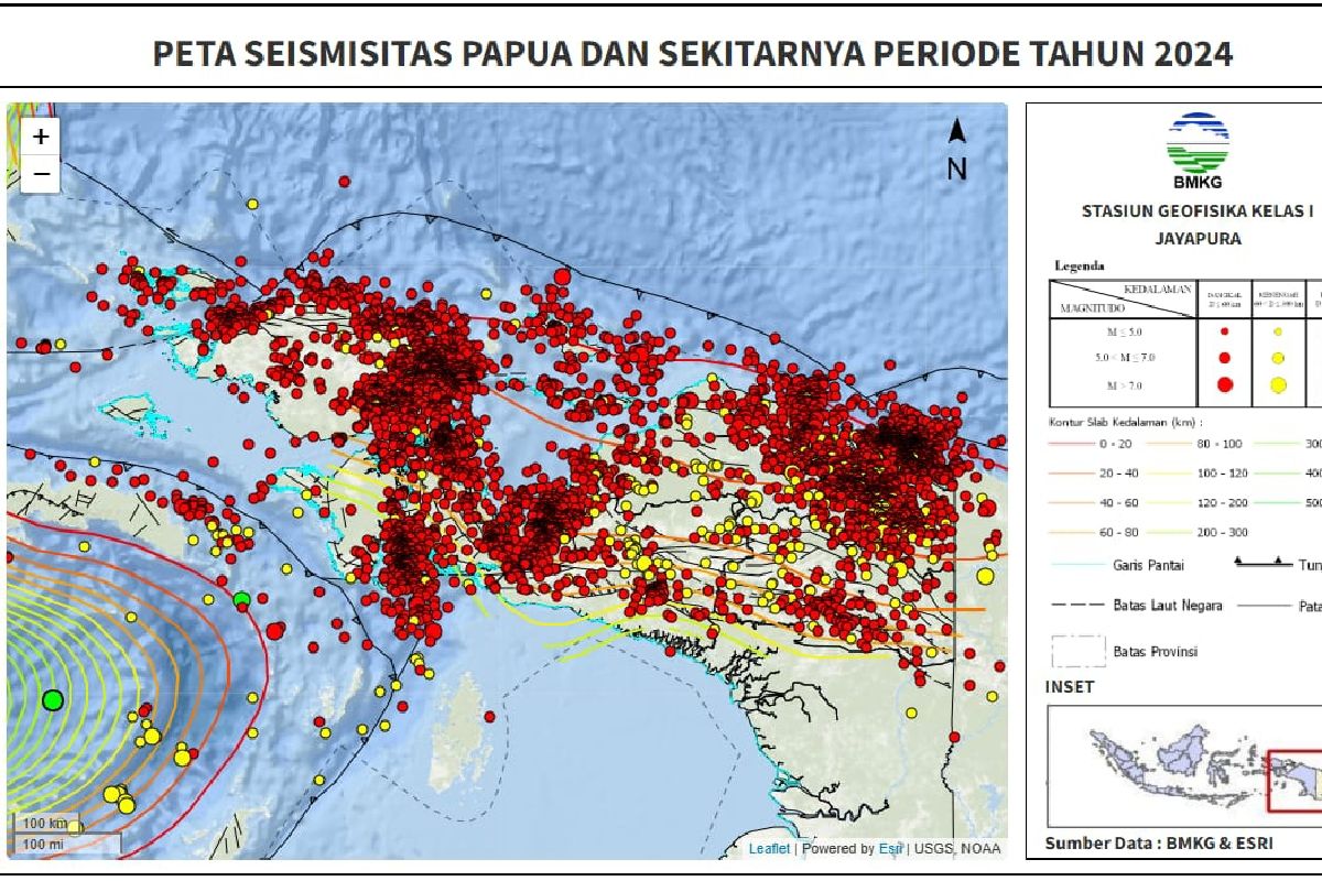 BMKG: Selama tahun 2024 Tanah Papua terjadi 4.512 gempa bumi