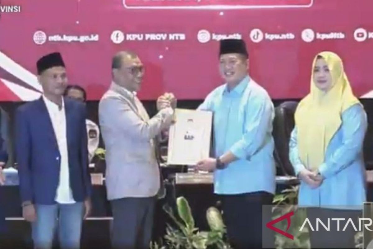 KPU tetapkan Iqbal-Dinda sebagai Gubernur/Wagub Terpilih NTB periode 2025-2030