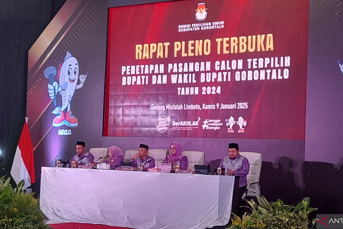 KPU Kabupaten Gorontalo menetapkan pasangan calon kepala daerah terpilih