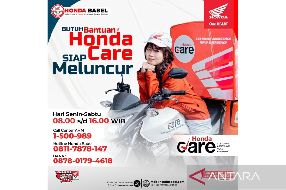 Honda Babel sediakan layanan Honda CARE bagi pelanggan yang alami masalah sepeda motor di jalan