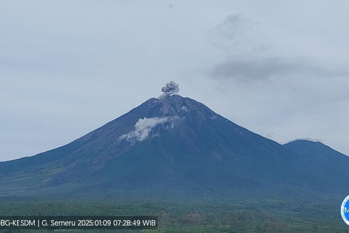 Gunung Semeru erupsi dengan semburan setinggi 500 meter