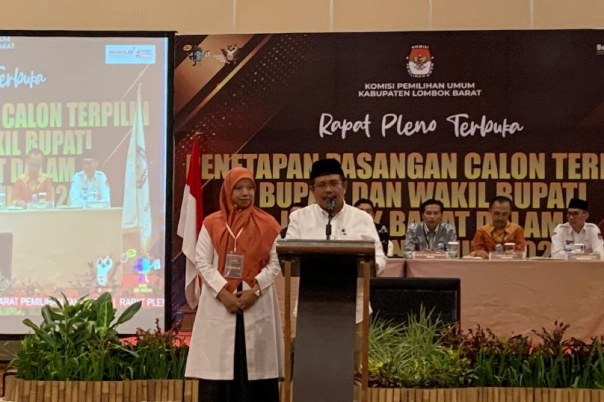 Ahmad Zaini dan Nurul Adha ditetapkan sebagai Bupati/Wakil Bupati terpilih Lombok Barat