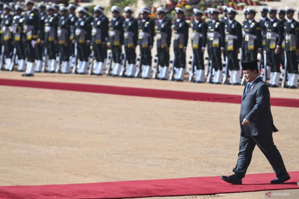 Prabowo disambut upacara kenegaraan di Istana Rashtrapati Bhavan