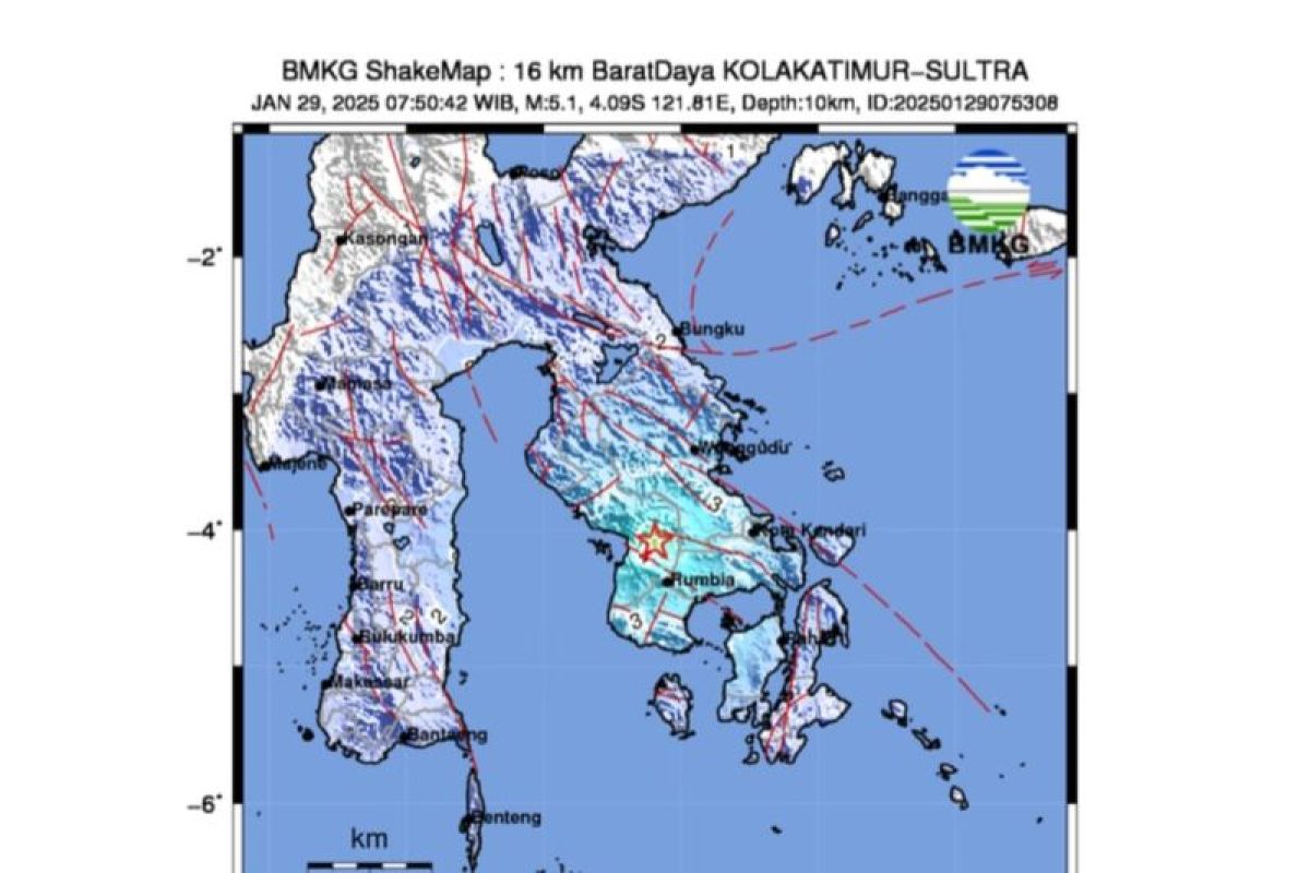 BMKG catat 178 kali gempa di Koltim sejak 24 Januari 2025