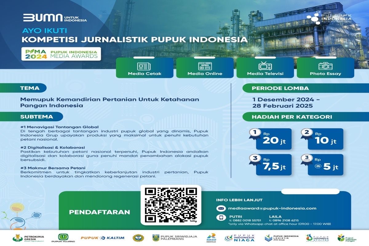 Pendaftaran lomba karya jurnalistik Pupuk Indonesia tersisa satu bulan