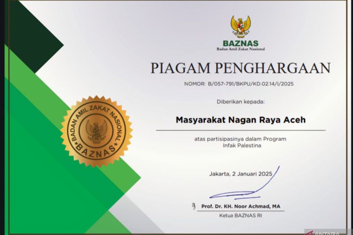 Baznas RI serahkan penghargaan untuk masyarakat Nagan Raya, ini prestasinya