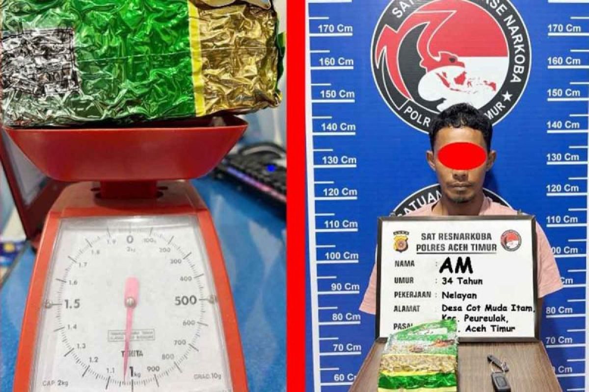 Polres Aceh Timur tangkap kurir satu kilogram sabu-sabu