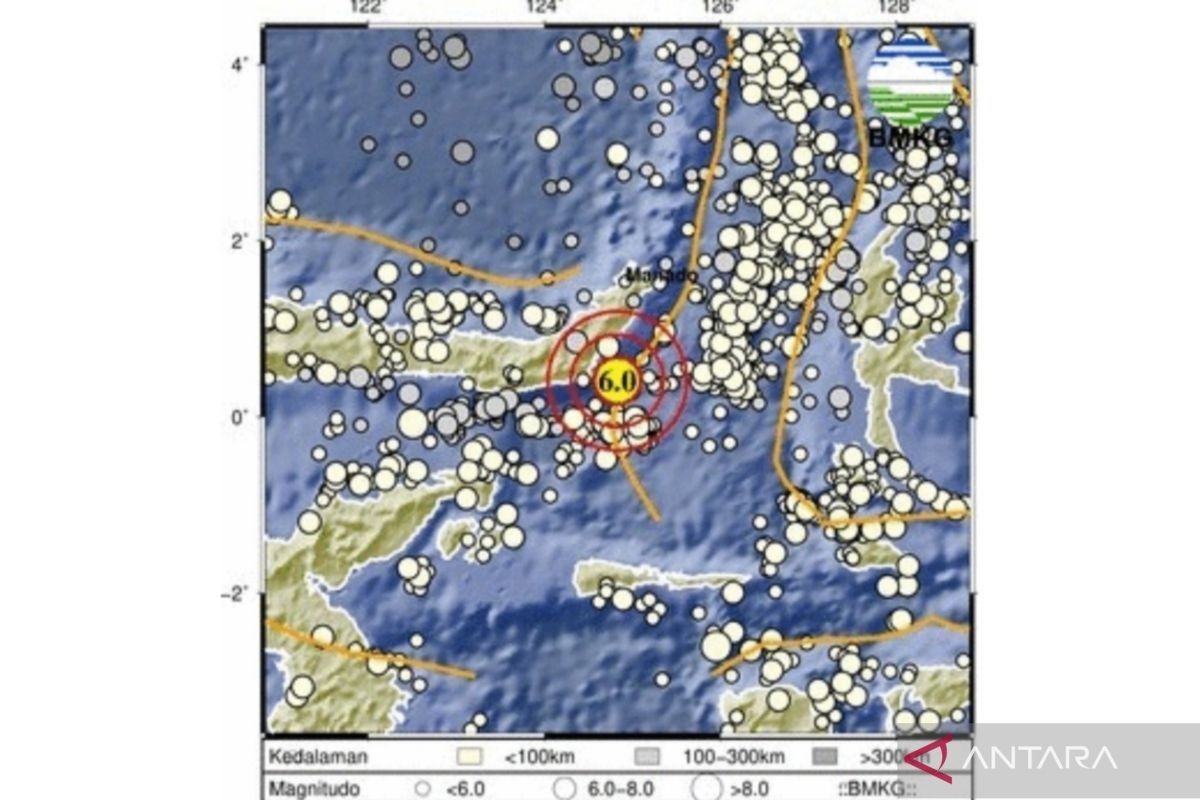 BMKG: Gempa 6,0 guncang Kota Manado Rabu pagi, tak berpotensi tsunami