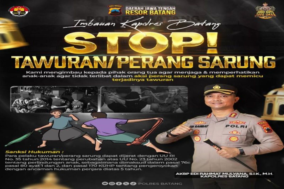 Polres Batang: Pelaku perang sarung  bisa dipidana