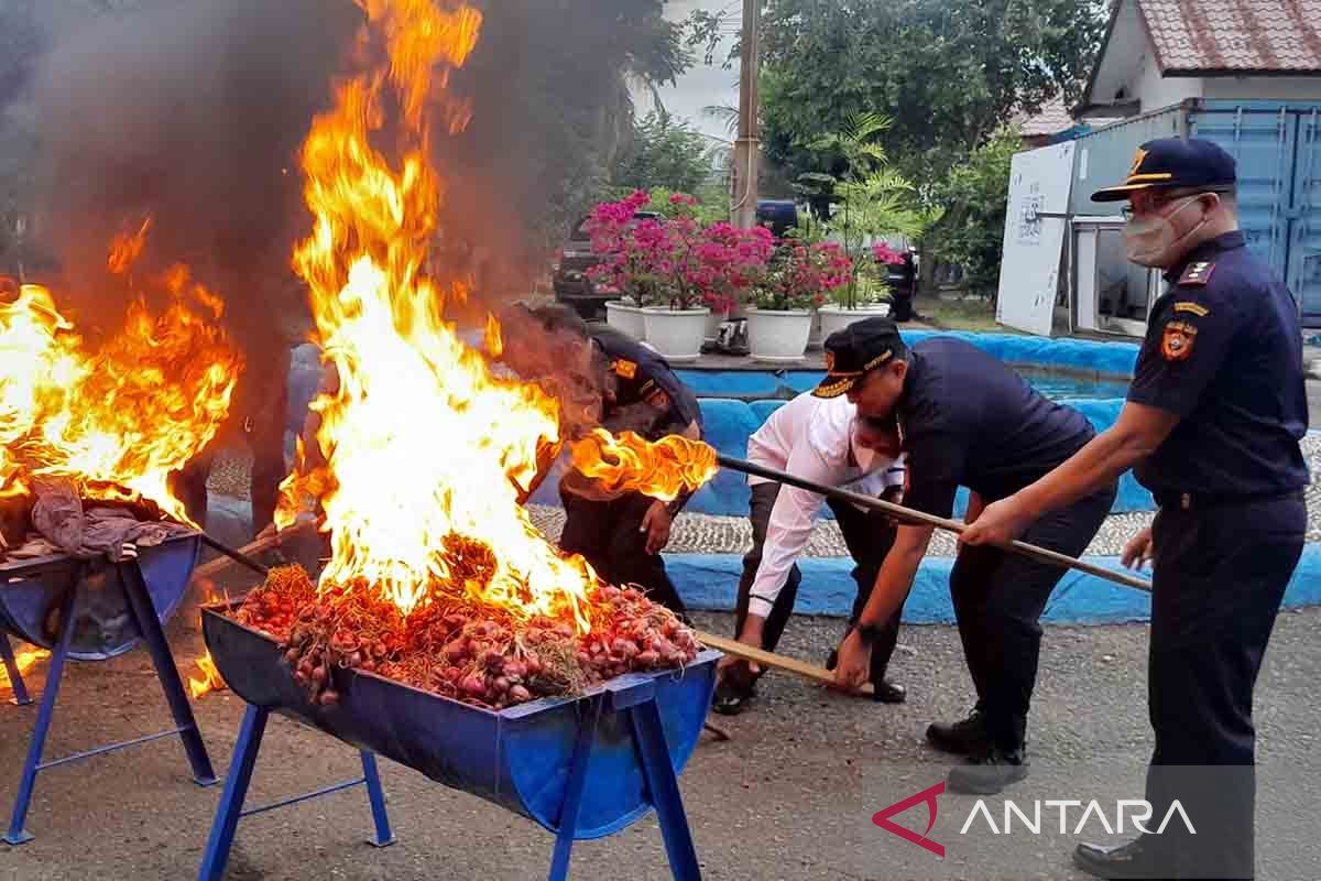 Bea Cukai Aceh musnahkan 1.765 karung bawang impor ilegal dan baju bekas