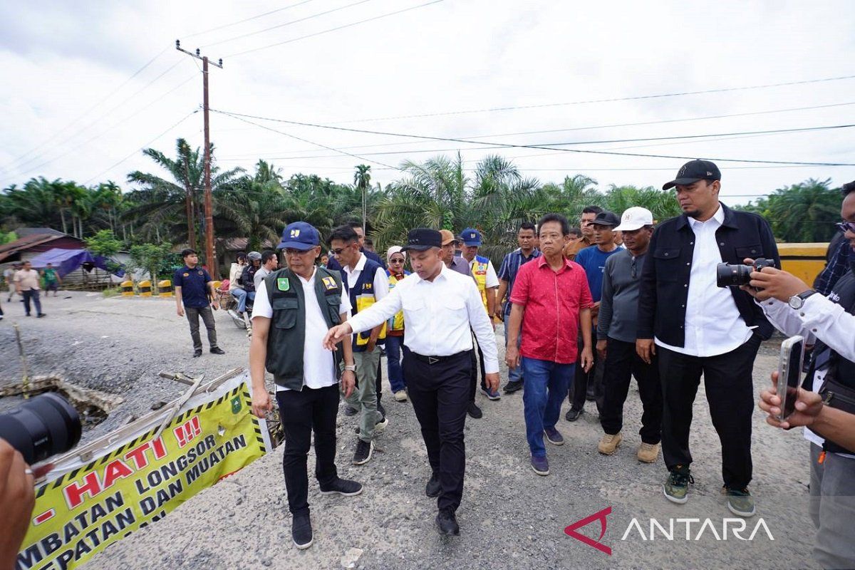 Gubri Abdul Wahid tinjau Jembatan Sekayan Deras di Inhu, perbaikan segera dilakukan