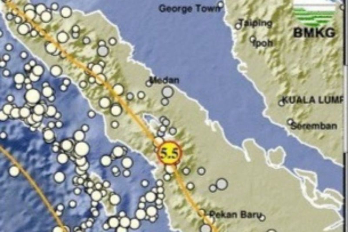 Gempa magnitudo 5,5 mengguncang Tapanuli Utara