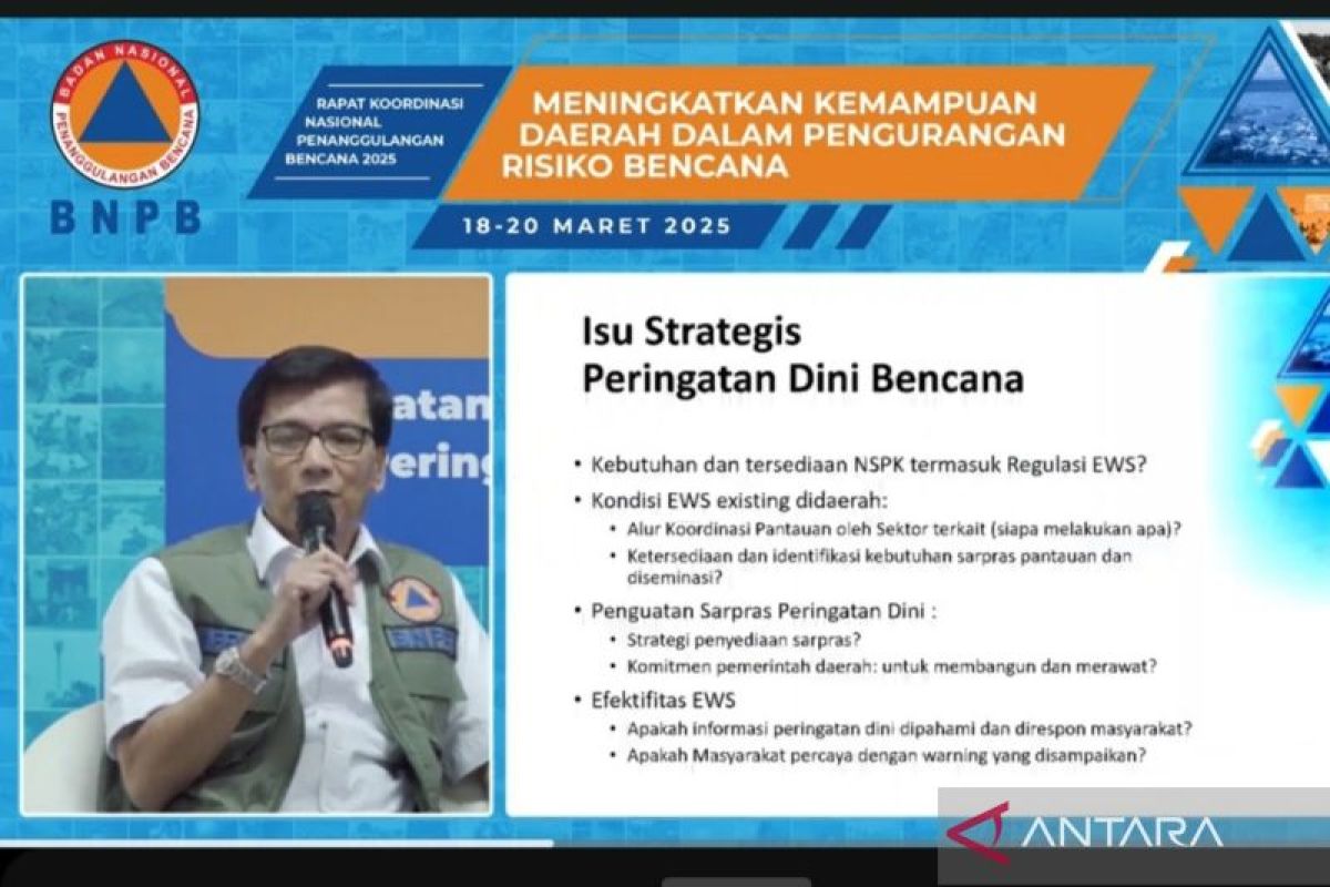 BNPB: Respons masyarakat tentukan efektivitas peringatan dini bencana