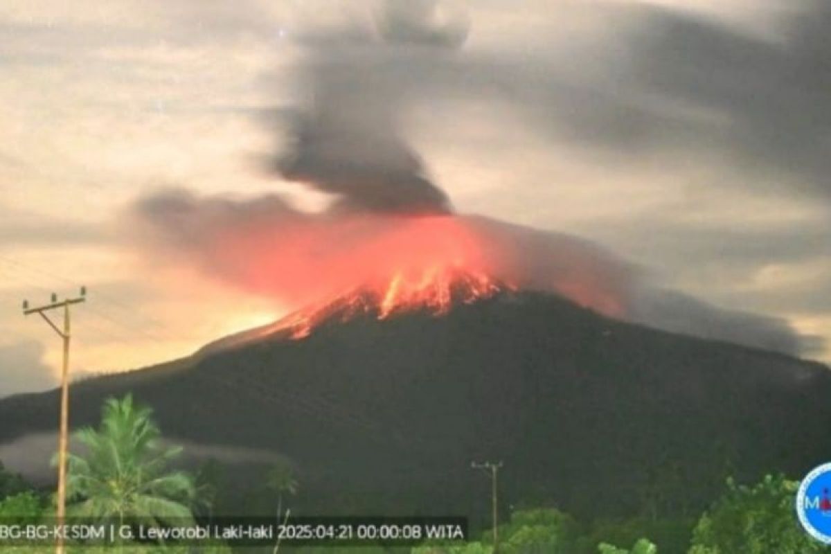 Gunung Lewotobi Laki-laki alami erupsi dua kali pada Minggu malam