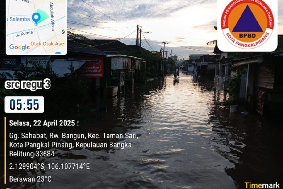 450 rumah di Kota Pangkalpinang Bangka Belitung terendam banjir