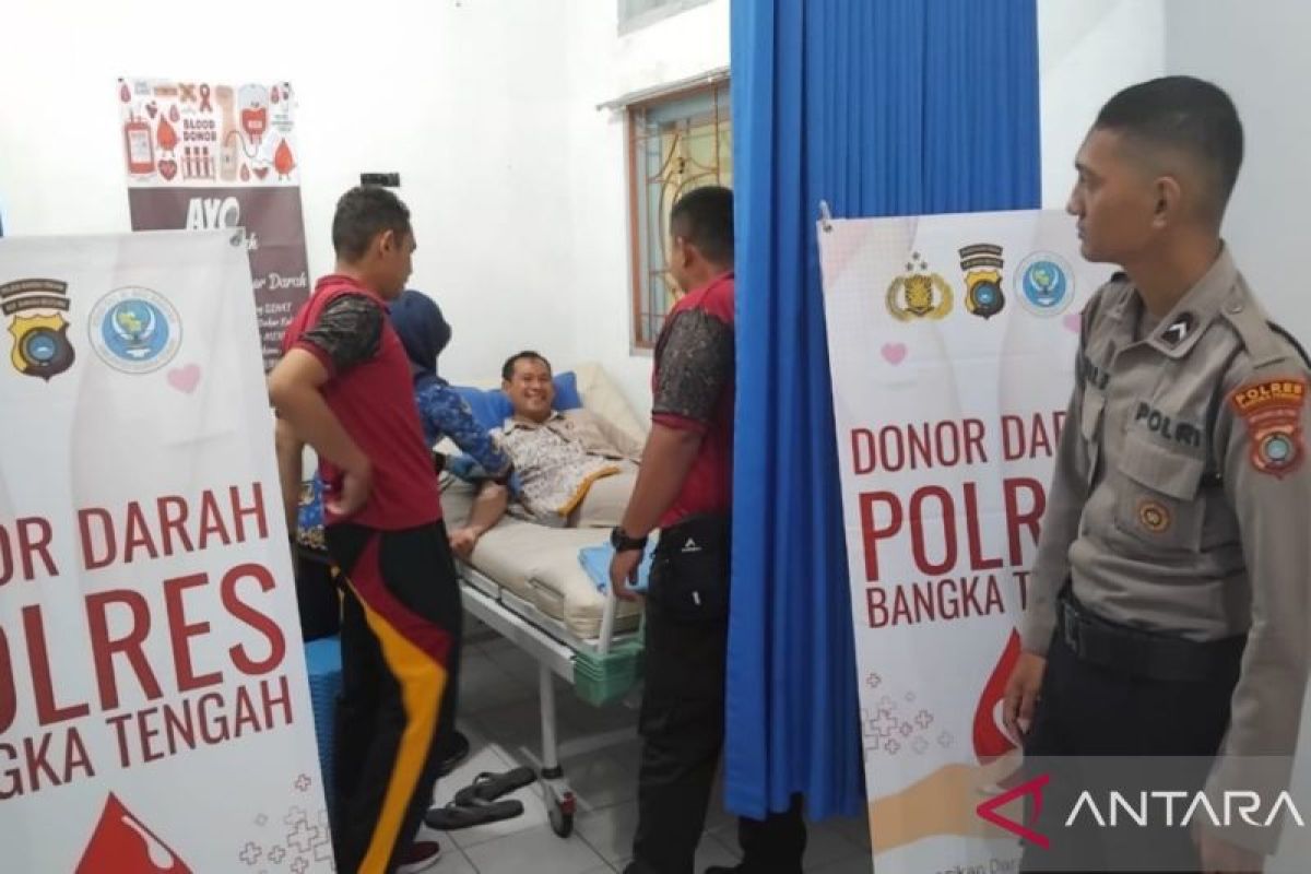 Polres Bangka Tengah gelar donor darah wujud kepedulian sosial
