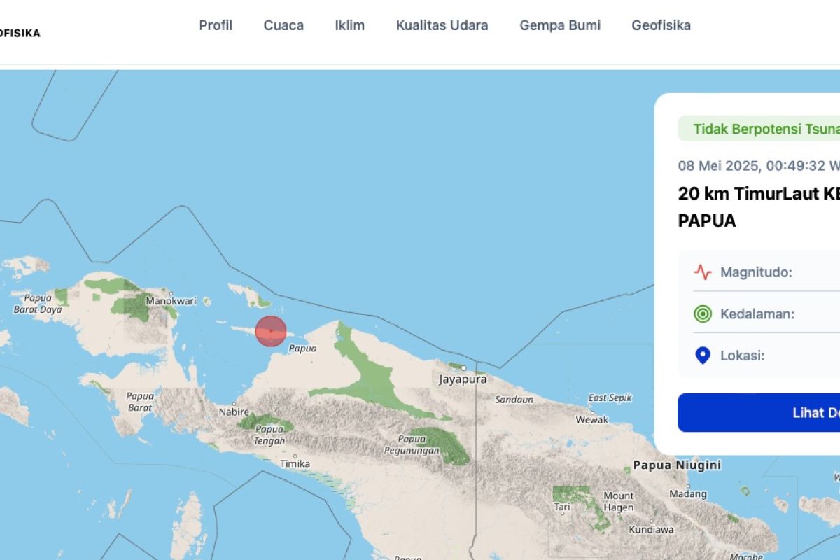 Kepulauan Yapen diguncang gempa magnitudo 5,1 pada Kamis dini hari