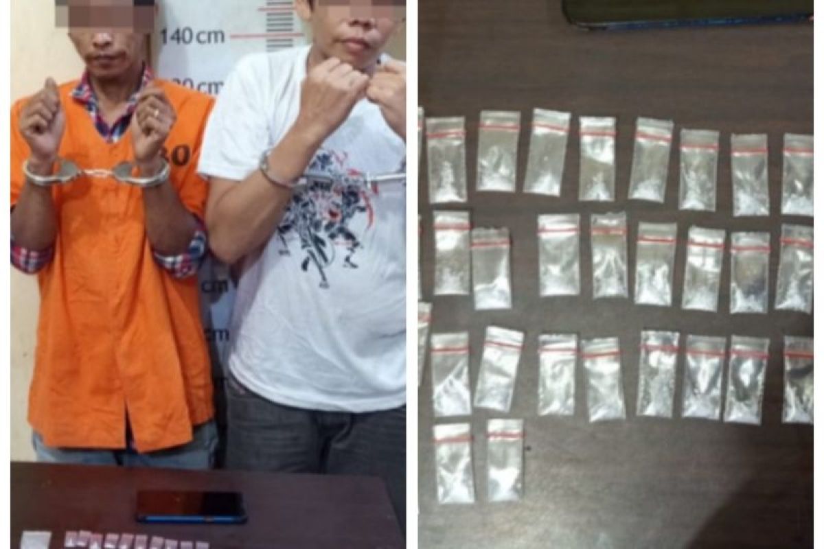 Satresnarkoba Polres Langkat tangkap dua warga Tanjung Pura bersama 34 paket sabu-sabu