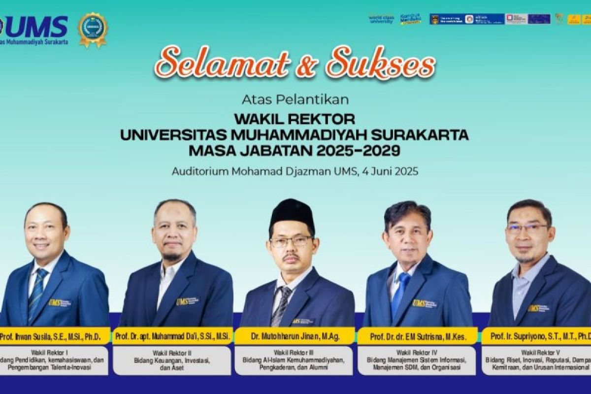 UMS akan lantik lima rektor untuk bersiap menuju kampus bereputasi dunia