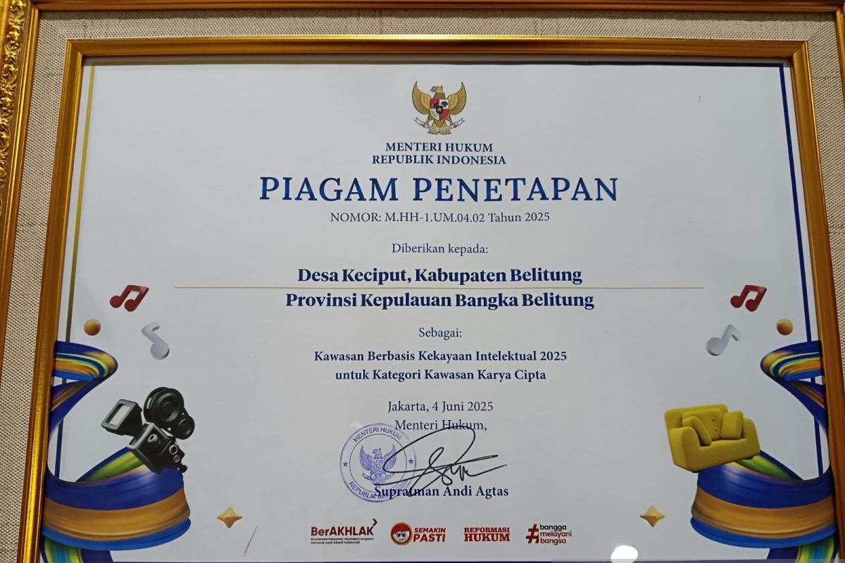 Desa Keciput Belitung ditetapkan sebagai Kawasan Berbasis Kekayaan Intelektual Tahun 2025