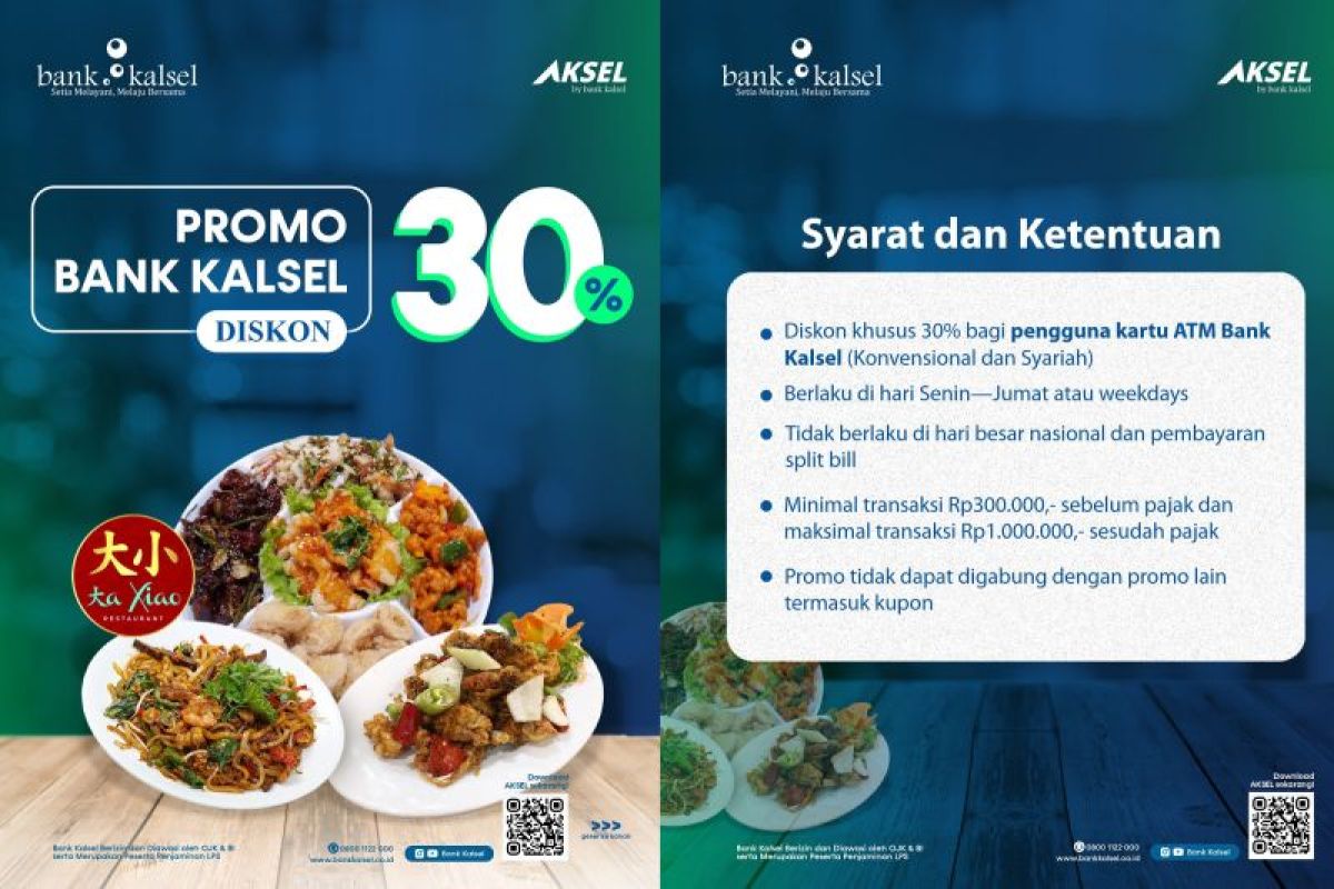 Bank Kalsel berikan diskon 30% di Chinese Food Ta Xiao Banjarmasin