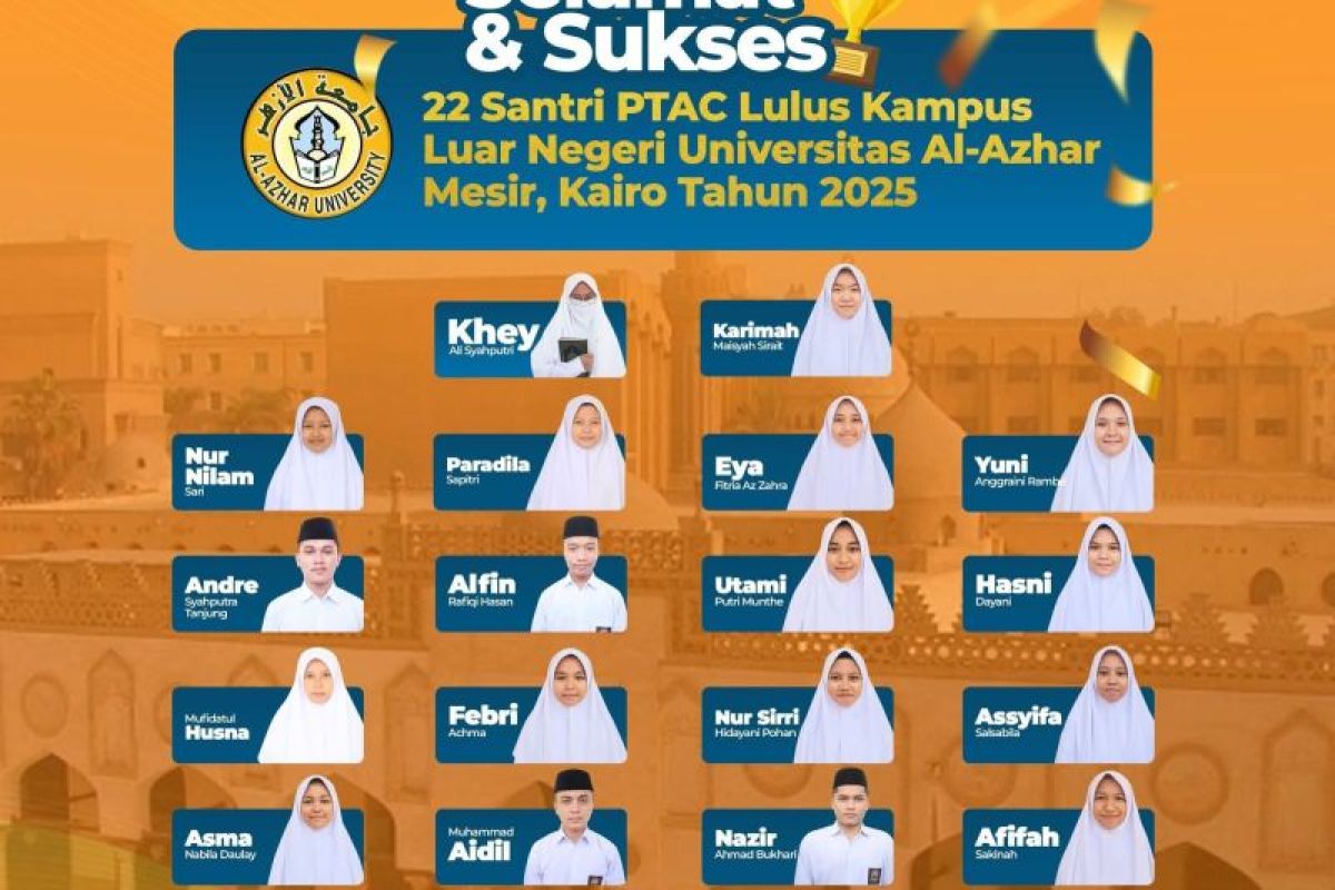 Cetak Sejarah, 22 Santri Angkatan Pertama PTAC Lulus ke Universitas Al Azhar Kairo