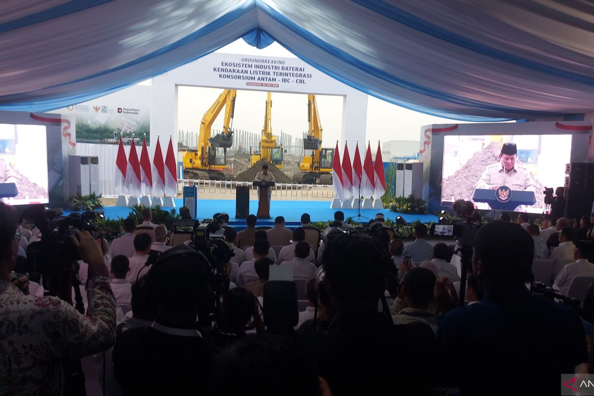 Prabowo breaks ground for EV battery plant construction in Karawang