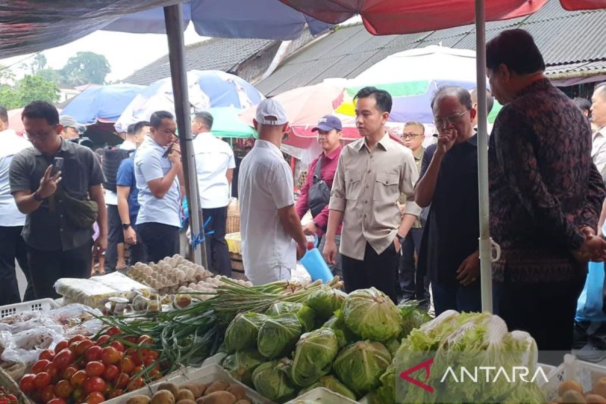 Wapres Gibran  blusukan di pasar tradisional Tabanan cek harga sembako
