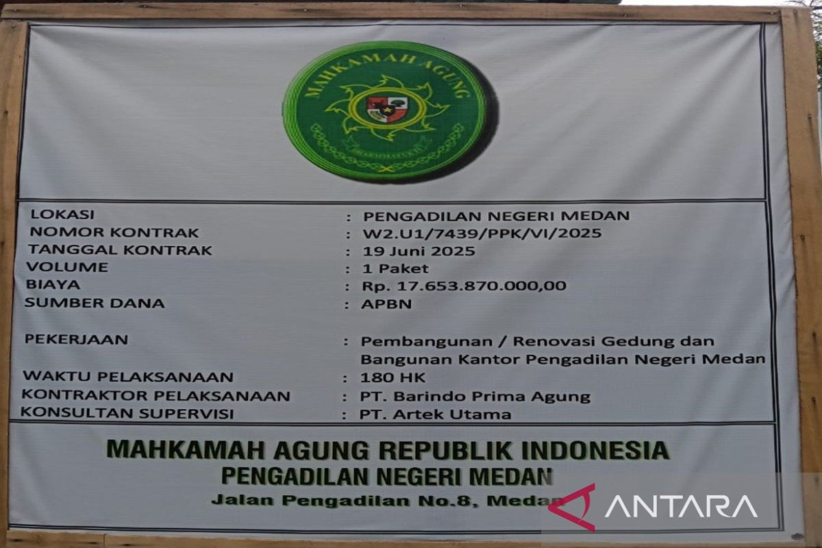 Pembangunan dan renovasi gedung PN Medan habiskan anggaran Rp17,65 miliar