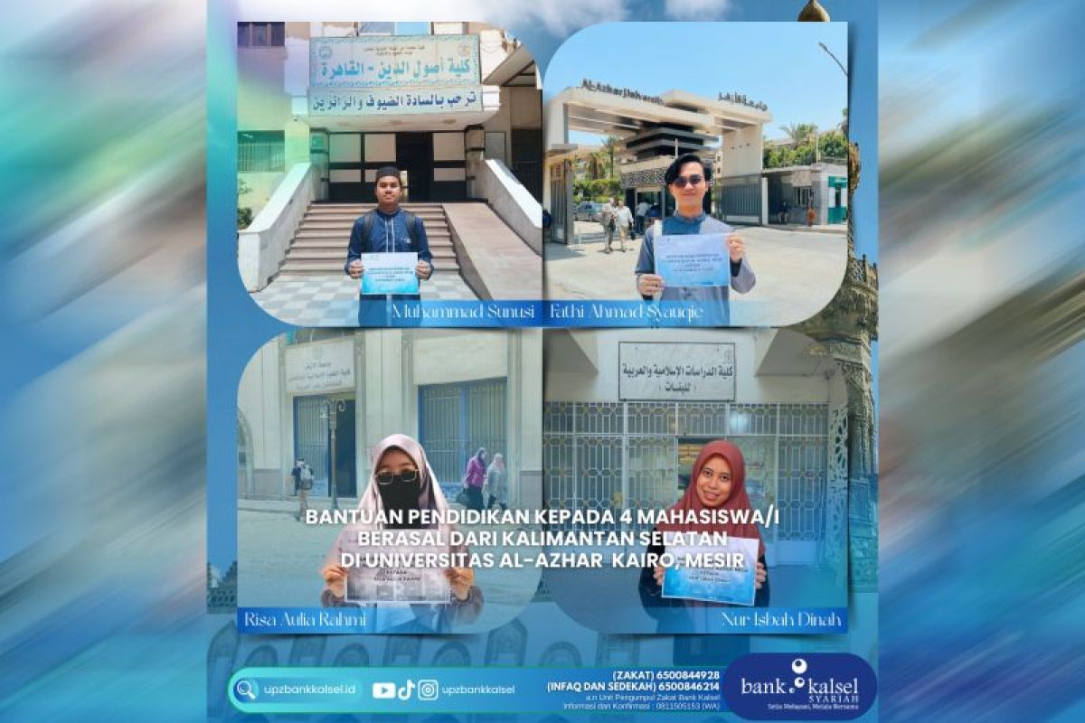 UPZ Bank Kalsel bantu mahasiswa berprestasi di Al-Azhar Mesir
