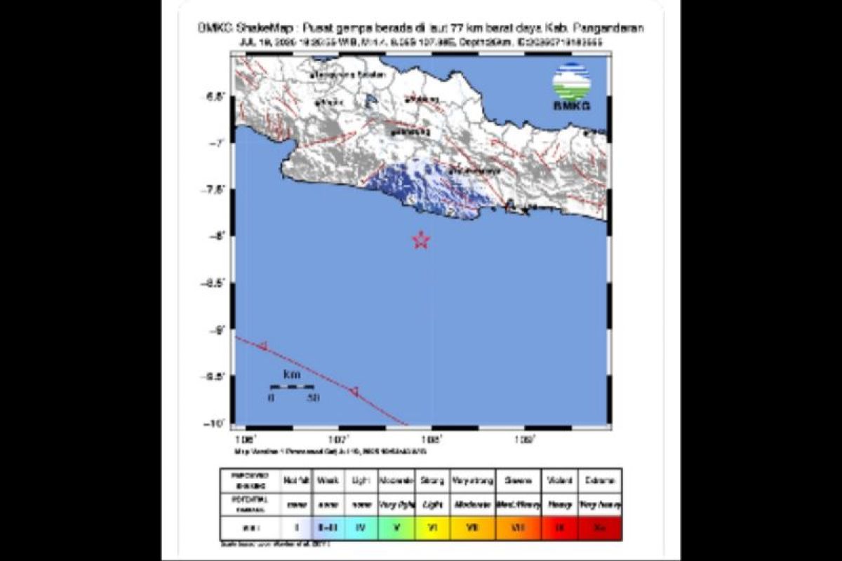 Info gempa hari ini baru saja M4,4 guncang Pangandaran