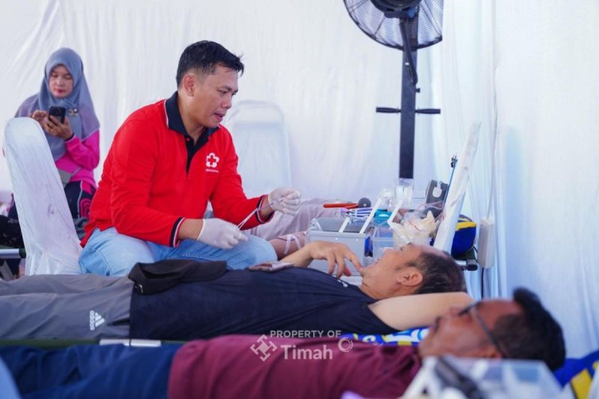 PT Timah - PMI Karimun kumpulkan 110 kantong darah