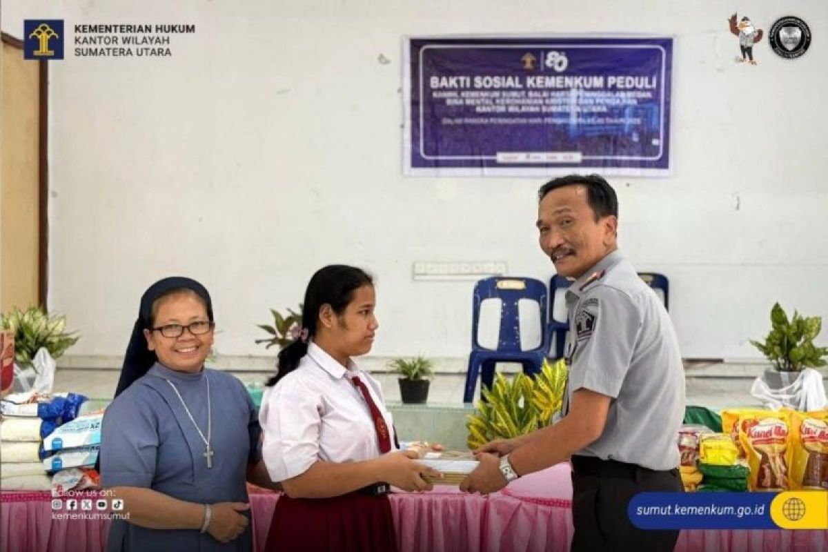 Kemenkum Sumut salurkan sembako ke panti asuhan sambut HUT Pengayom