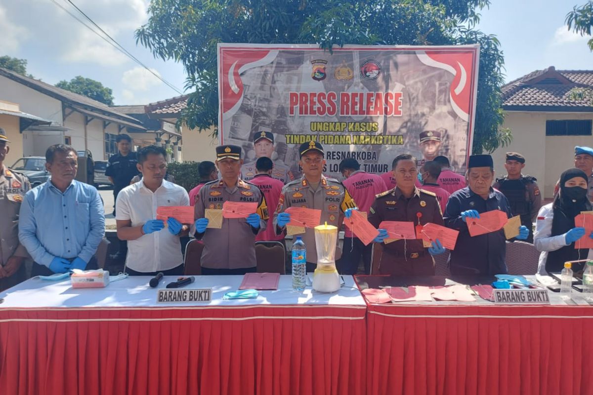 Pemusnahan 88 gram sabu digelar di Polres Lotim, Tersangka capai belasan orang