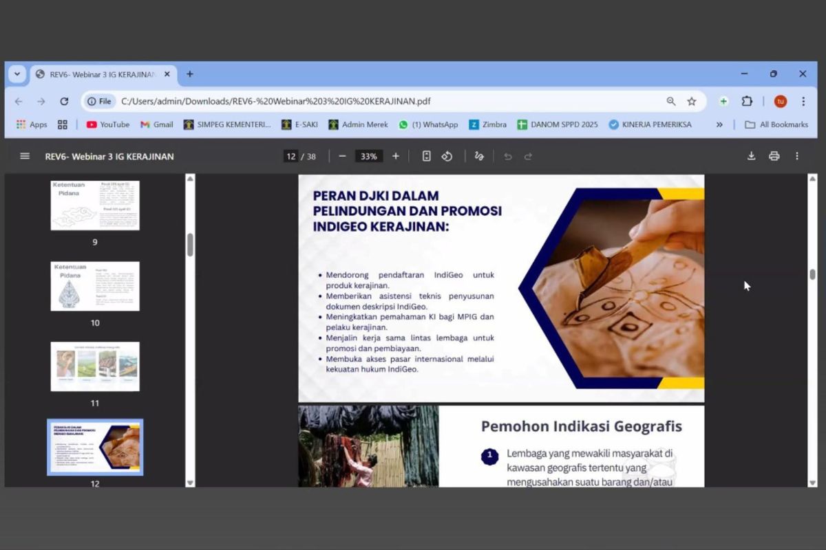 Kemenkum Sumbar ikuti webinar KI perkuat Indikasi Geografis