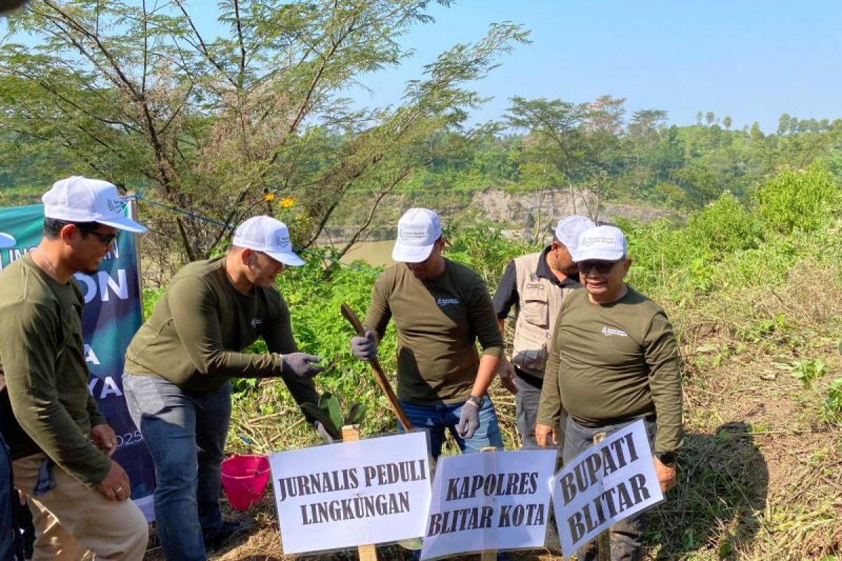 Peduli lingkungan, jurnalis Blitar tanam pohon di area dekat tambang pasir