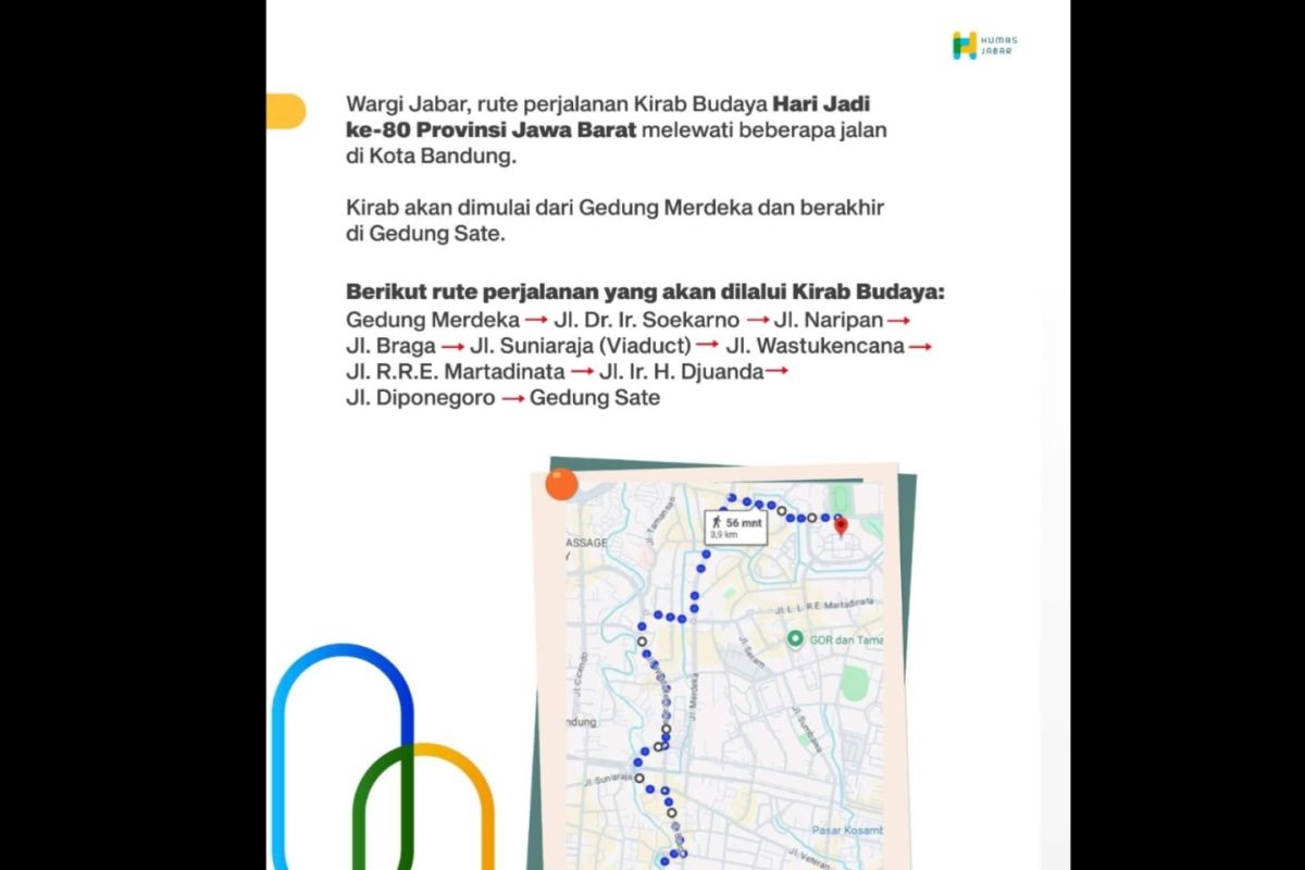 Besok, sejumlah jalan di Bandung ditutup untuk kirab HUT ke-80 Jabar