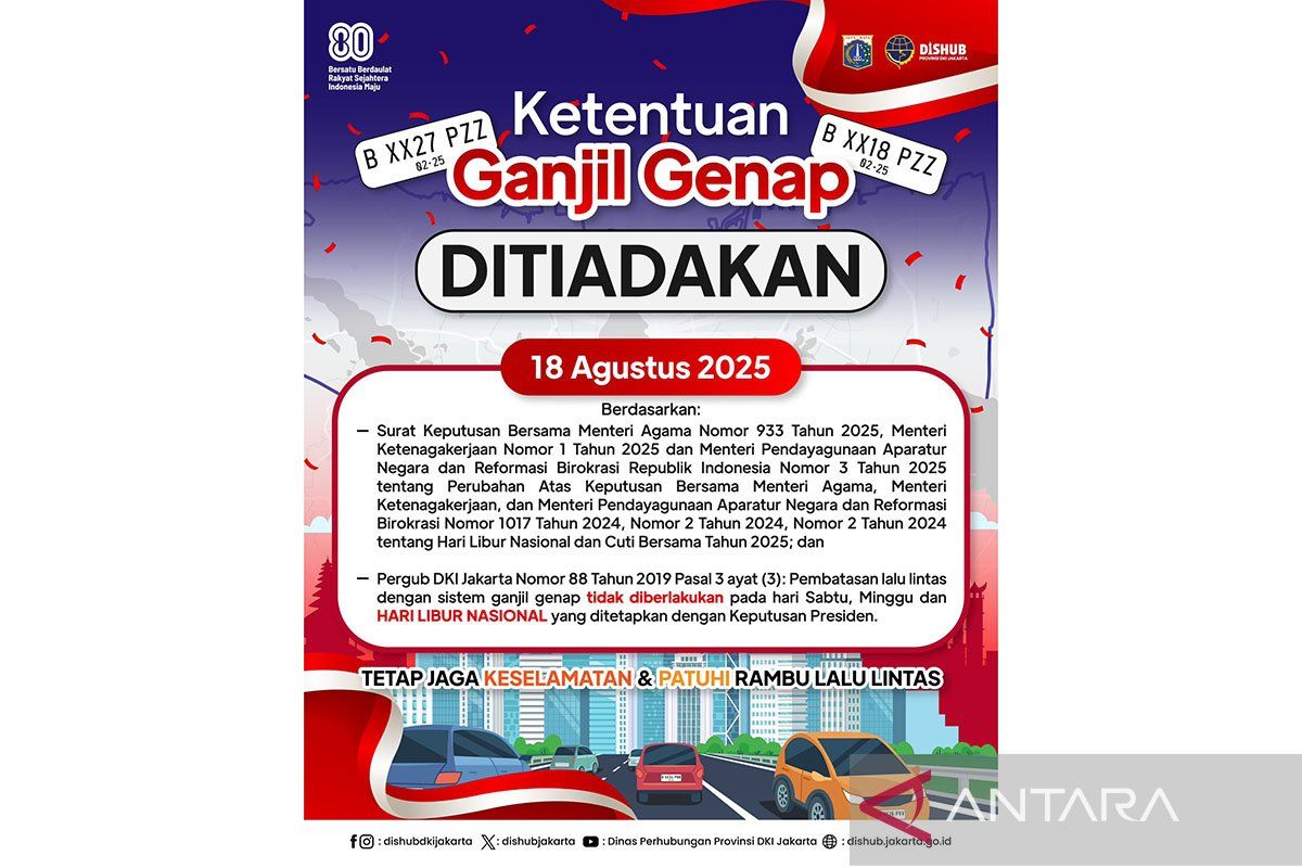Hari ini tak ada ganjil genap di Jakarta