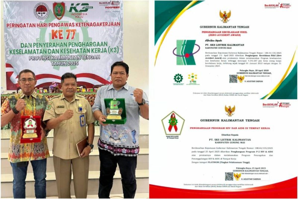PT SLK raih Penghargaan Zero Accident dan Nihil HIV/AIDS
