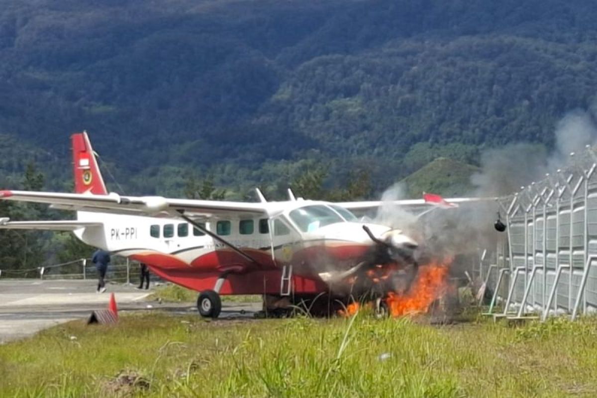 Kapolres Puncak: Tak ada korban jiwa saat pesawat terbakar di Bandara Ilaga