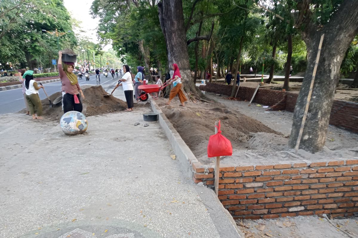 Taman bunga sepanjang 600 meter dibangun di Udayana Mataram