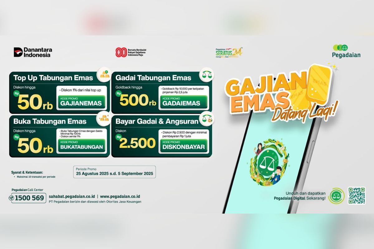 Gadai Tabungan Emas hingga bayar angsuran lewat Pegadaian Digital, banyak promo menanti