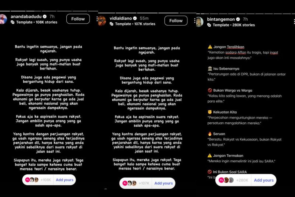 Vidi Aldiano hingga Ananda Badudu ingatkan pendemo tak menjarah