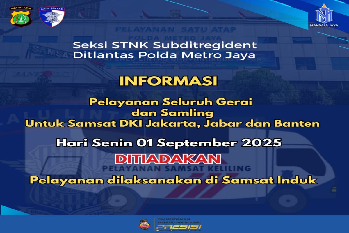 Layanan Samsat Keliling di Jadetabek pada Senin ditiadakan