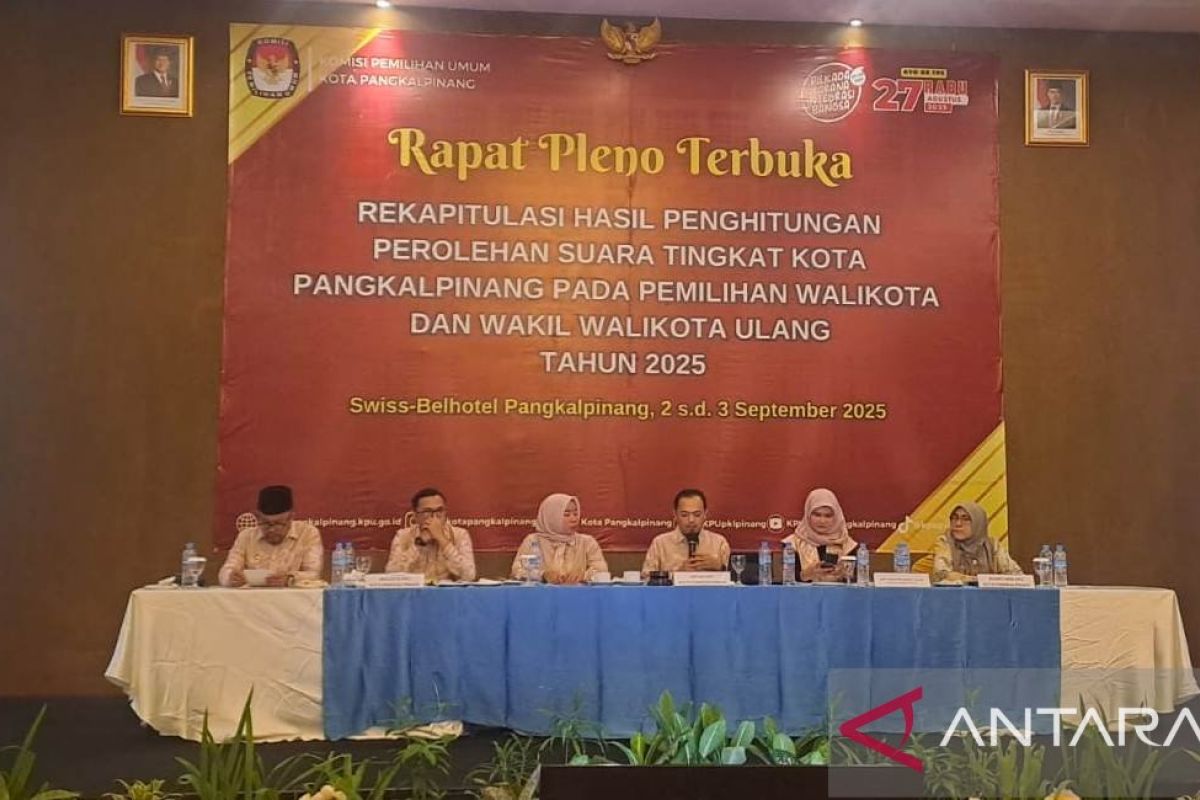 KPU Pangkalpinang umumkan perolehan suara pilkada ulang 2025
